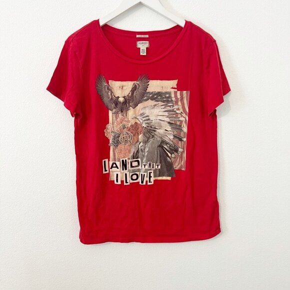 Denim and Supply Ralph Lauren Graphic Tee Red Patriotic Eagle Size Medium M - Picture 1 of 6